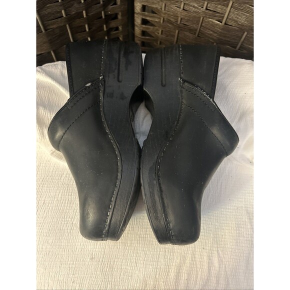 Dansko Professional Black Stapled Leather Clogs Wood Look Women's EU 39/US 8-8.5 - Picture 6 of 10